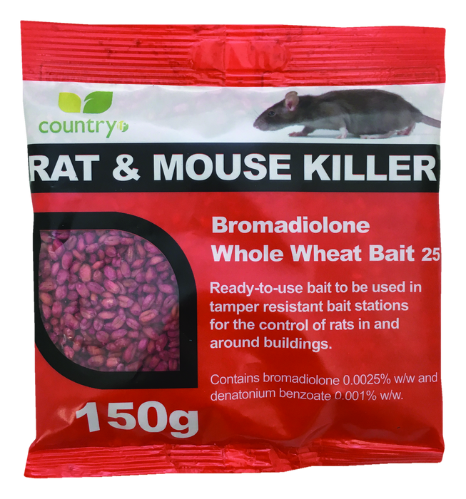 Country Bromadiolone Wheat Rat & Mouse Bait 150g Sachet