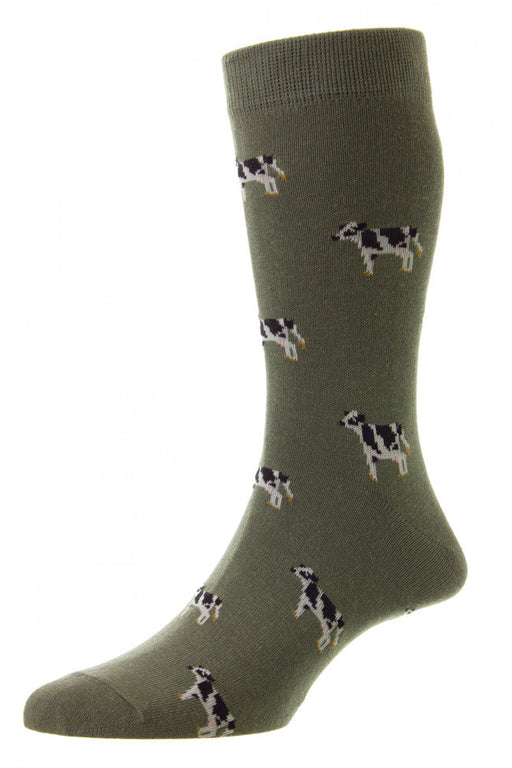 HJS Cow Sock 6-11 Olive