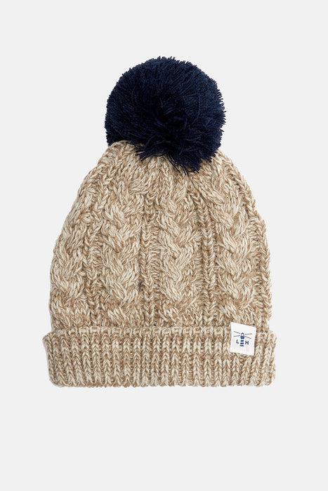 LightHouse Hannah Cable Hat - Almond/Navy