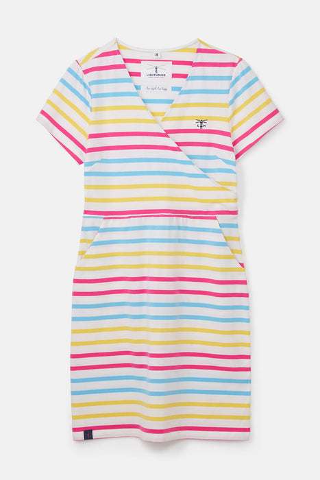 Lighthouse Lena Dress Pink Sky Blue Stripe