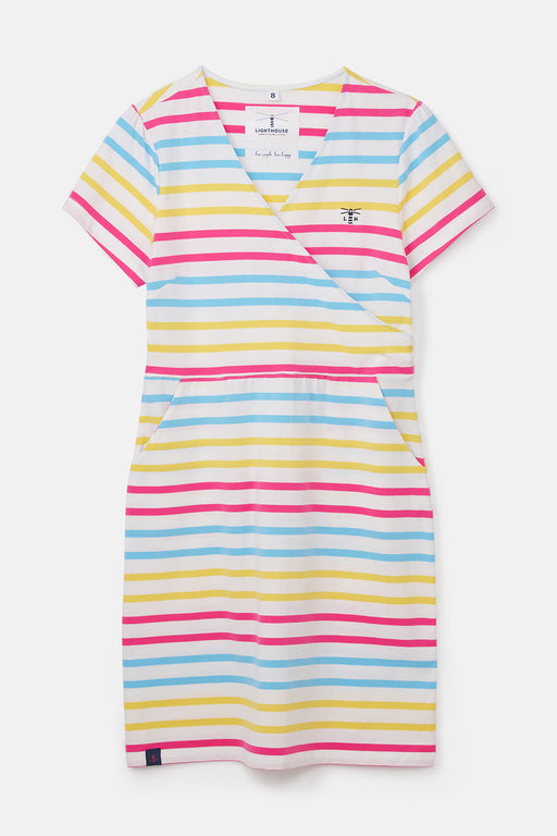 Lighthouse Lena Dress Pink Sky Blue Stripe