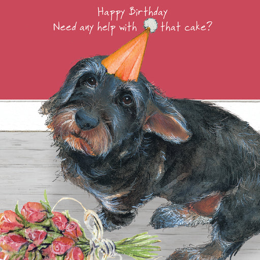 The Little Dog Laughed Dachshund & Flowers Card