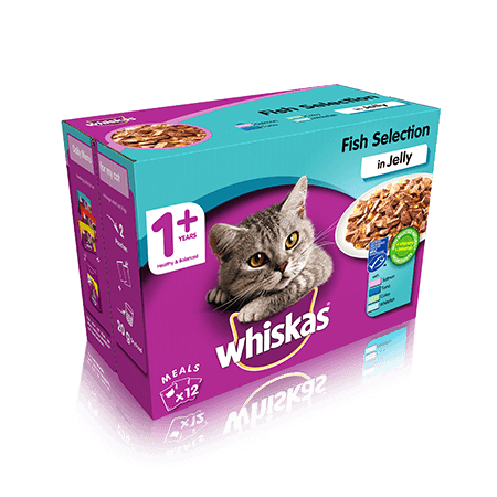 Whiskas 1+ Years Cat Pouches Fish Selection in Jelly 12 x 100g